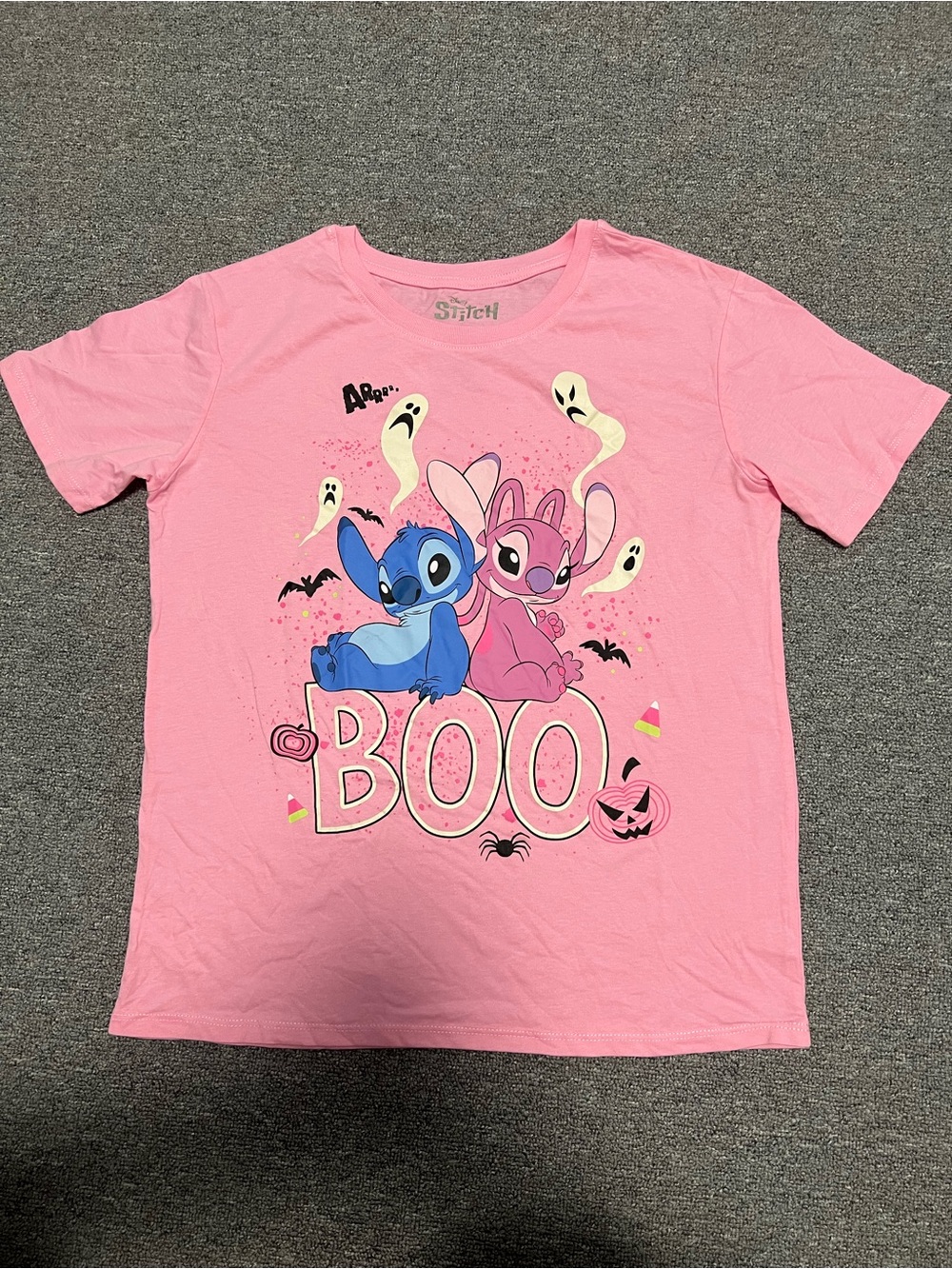 Disney Girl’s Pink Lilo & Stitch Halloween 'BOO' Graphic Tee